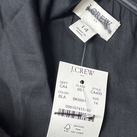 J Crew One Shoulder Midi Dress Size 14 Black Ruffle Trim Tie Waist Classic - Picture 9 of 11